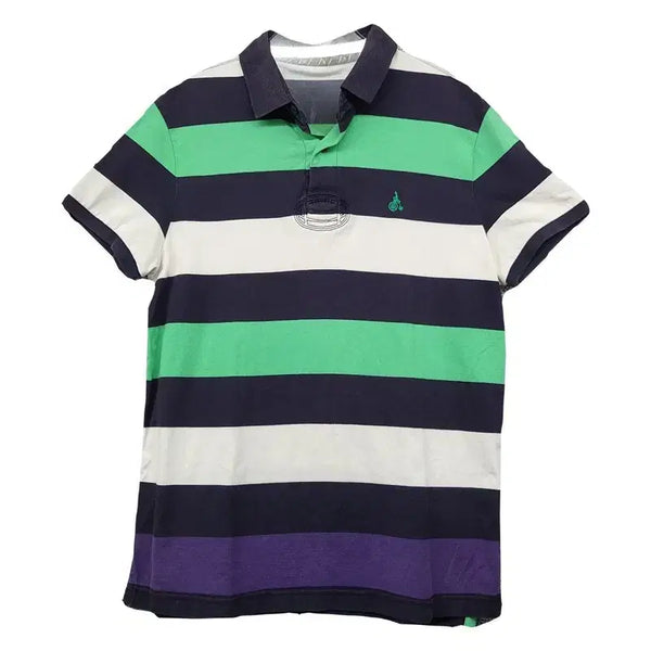 [BUNJANG] Beanpole Striped Casual Logo Short-Sleeve Polo T-Shirt SLIM / 빈폴 스트라이프 캐주얼 로고 반팔 카라티 SLIM -100-