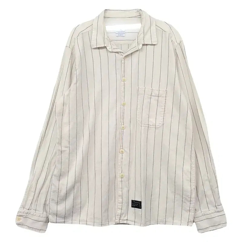[BUNJANG] Zara Striped Shirt Beige L / 자라 스트라이프 베이지 셔츠 L