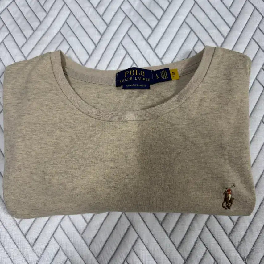 [BUNJANG] Polo Ralph Lauren Custom Slim Fit Short Sleeve T-Shirt Oatmeal L / (정품)폴로 랄프로렌 커스텀 슬림핏 반팔 티셔츠 오트밀 L사이즈