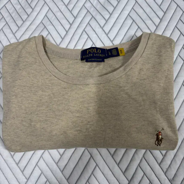 [BUNJANG] Polo Ralph Lauren Custom Slim Fit Short Sleeve T-Shirt Oatmeal L / (정품)폴로 랄프로렌 커스텀 슬림핏 반팔 티셔츠 오트밀 L사이즈