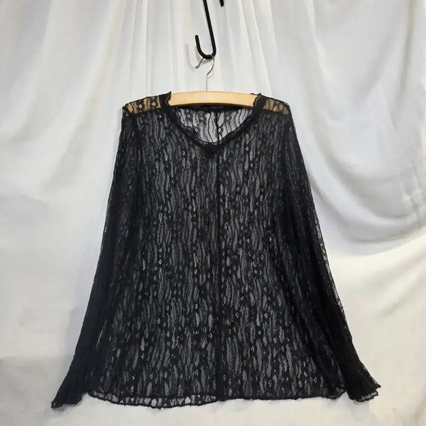 [BUNJANG] DNMM Women's Summer Black Mesh Lace Blouse / DNMM여성 여름아이텀블랙 메쉬레이스  블라우스긴티105