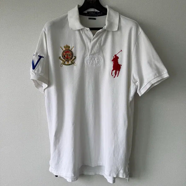 [BUNJANG] Polo Ralph Lauren Big Pony Chieftain Crest Logo T-Shirt / 폴로 빅포니 치프키프 크래스트 로고 화이트