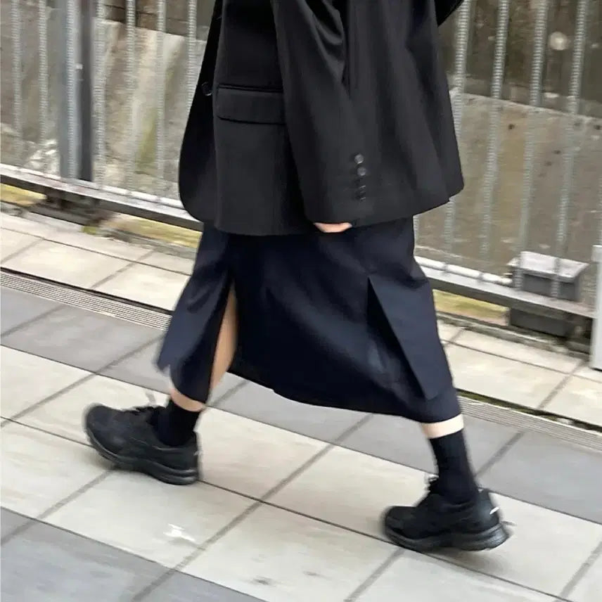 [BUNJANG] REERS Layered See-through Long Skirt Navy XL / [새상품] 리어스 레이어드 시스루 롱스커트 네이비 XL