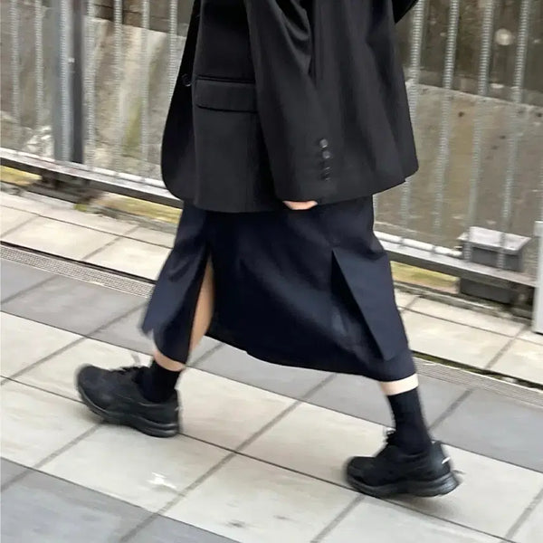 [BUNJANG] REERS Layered See-through Long Skirt Navy XL / [새상품] 리어스 레이어드 시스루 롱스커트 네이비 XL
