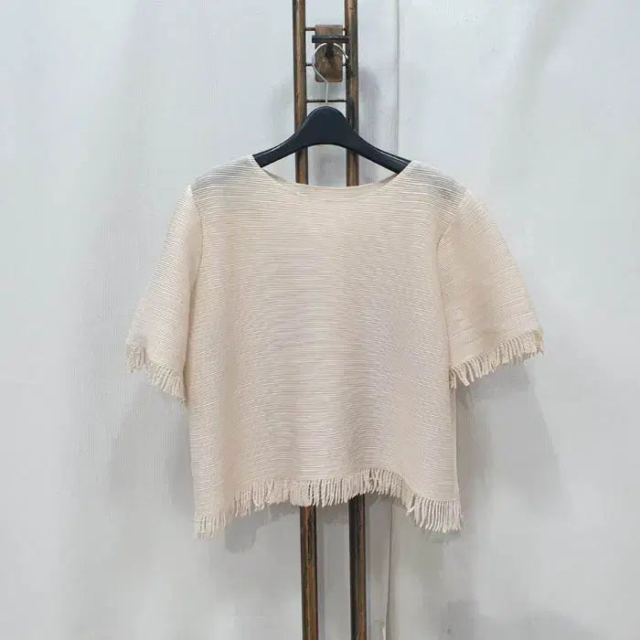 [BUNJANG] Pleated Blouse (Beige) / (kk90098)플리츠 블라우스 55~66