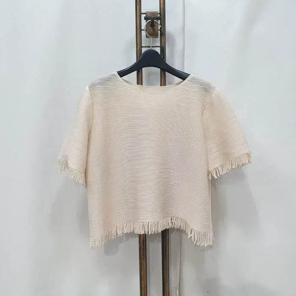 [BUNJANG] Pleated Blouse (Beige) / (kk90098)플리츠 블라우스 55~66