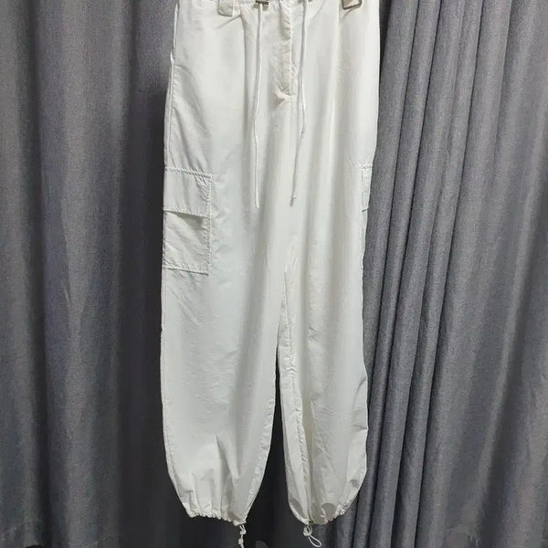 [BUNJANG] White Wide Woven Pants / 화이트 와이드 우븐팬츠
