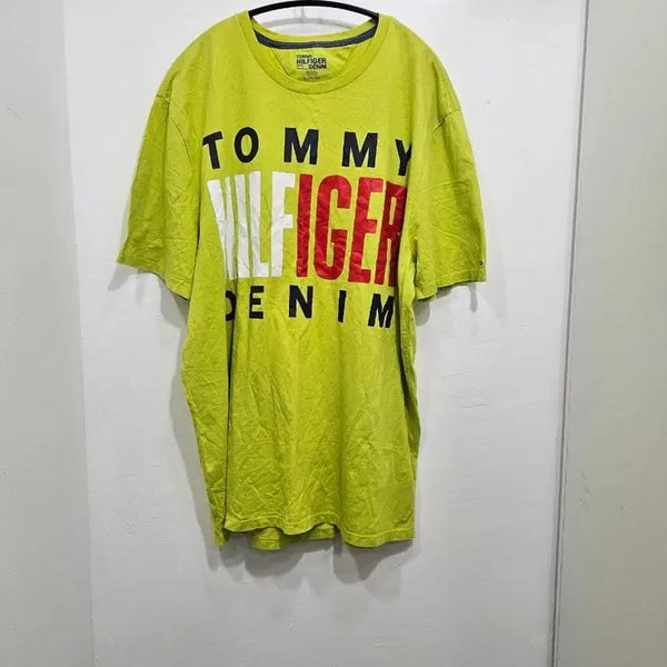 [BUNJANG] Tommy Hilfiger Denim Short Sleeve T-Shirt Lime XL / 타미힐피거 데님 반팔 티셔츠 라임 XL