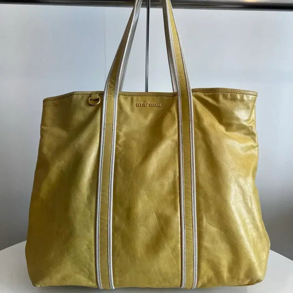 [BUNJANG] Miu Miu Genuine Leather Tote Bag Mustard / 미우미우 토드백(정품)