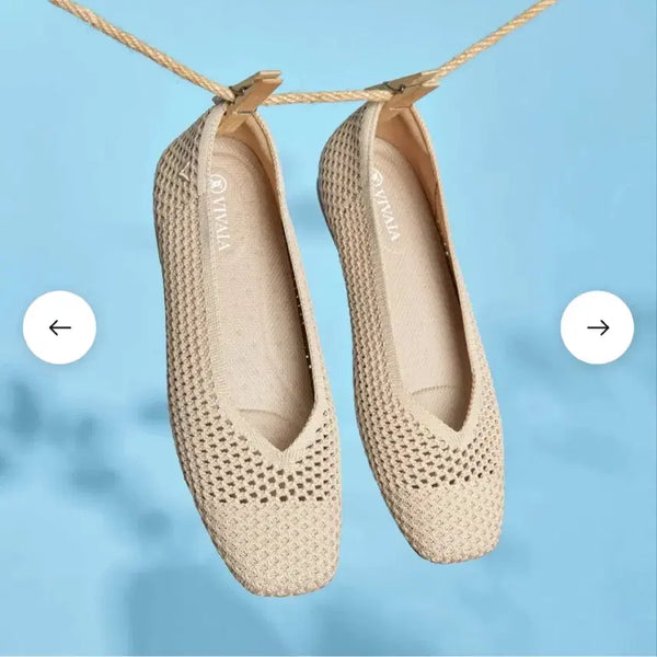 [BUNJANG] Bbyah Knit Flat Shoes Beige 23.5 / 비바이아 니트 플랫슈즈 베이지 23.5