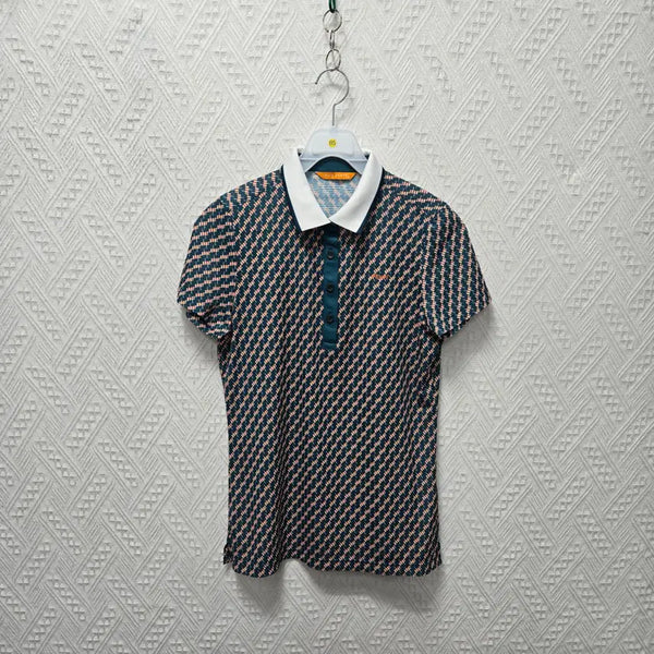 [BUNJANG] Louis Castel Patterned Collar Short Sleeve Shirt / 파85 루이까스텔 패턴 카라 반팔 90