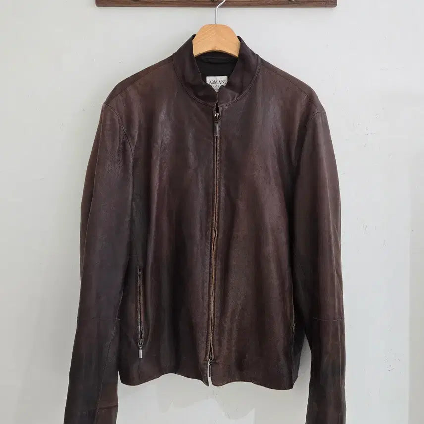 [BUNJANG] Armani Collezioni Lamb Skin Leather Jacket Brown Size 50 / 아르마니 꼴레지오니 레더 자켓