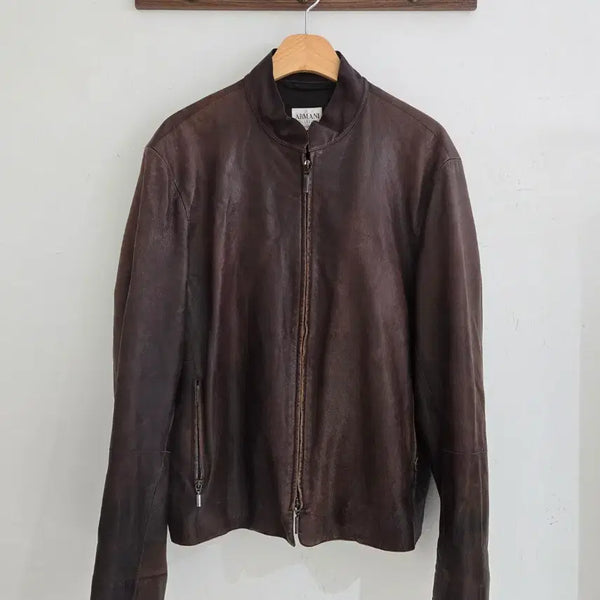 [BUNJANG] Armani Collezioni Lamb Skin Leather Jacket Brown Size 50 / 아르마니 꼴레지오니 레더 자켓
