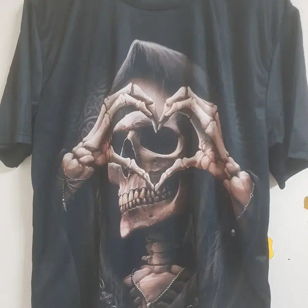 [BUNJANG] Skull Print Short Sleeve T-Shirt (Size 95) / 해골 프린팅 반팔 티셔츠(95)미사용
