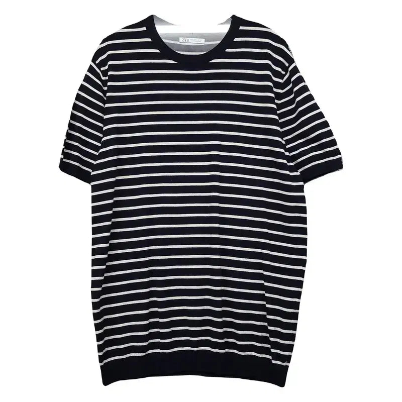 [BUNJANG] ZARA Striped Knit Short Sleeve T-Shirt - L / 자라 스트라이프 니트 반팔티 L