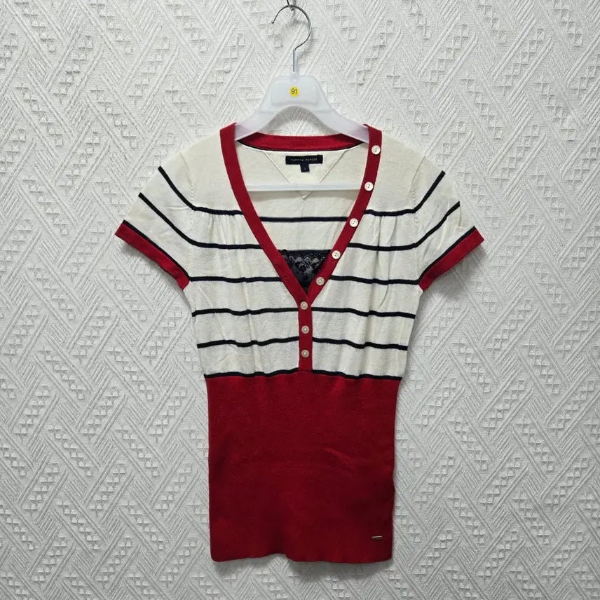 [BUNJANG] Tommy Hilfiger Knit Short Sleeve Top Size S / 파91 타미힐피거 니트 반팔 S