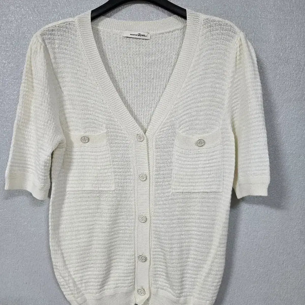 [BUNJANG] Maison de Fleur Short Sleeve Knit Cardigan / 메종드로엠 반팔 니트가디건 55