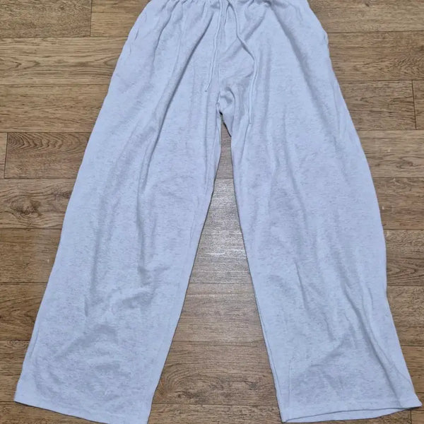 [BUNJANG] White Wide Fit Training Pants / 화이트 스웻팬츠
