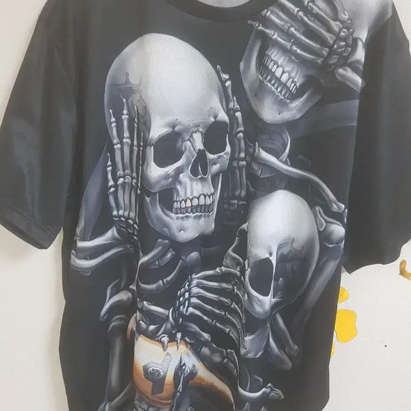 [BUNJANG] Skull Print Short Sleeve T-Shirt (Size 100) / 해골 프린팅 반팔 티셔츠(100)미사용