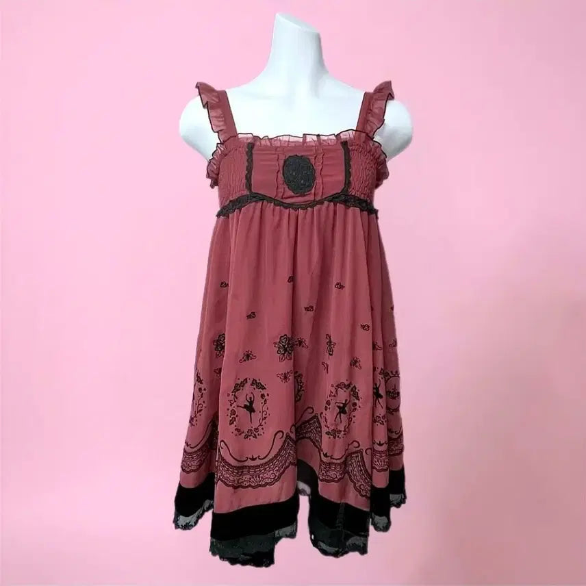 [BUNJANG] Axes Femme Lolita Style Ballerina Floral Mini Dress / AXES FEMME 액시즈팜 로리타 미니드레스