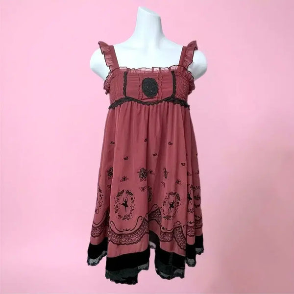 [BUNJANG] Axes Femme Lolita Style Ballerina Floral Mini Dress / AXES FEMME 액시즈팜 로리타 미니드레스