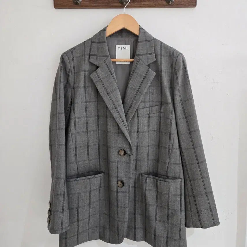[BUNJANG] TIME 2021 Wool Check Jacket Grey / 타임 2021 체크 자켓