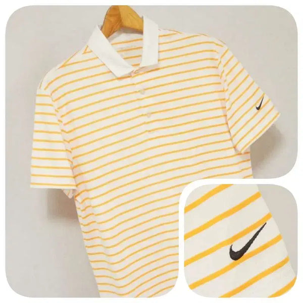 [BUNJANG] Nike Golf Men's Orange Stripe PK T-Shirt (Size 100) / 나이키골프 스트라이프 골프 PK티셔츠 남성100