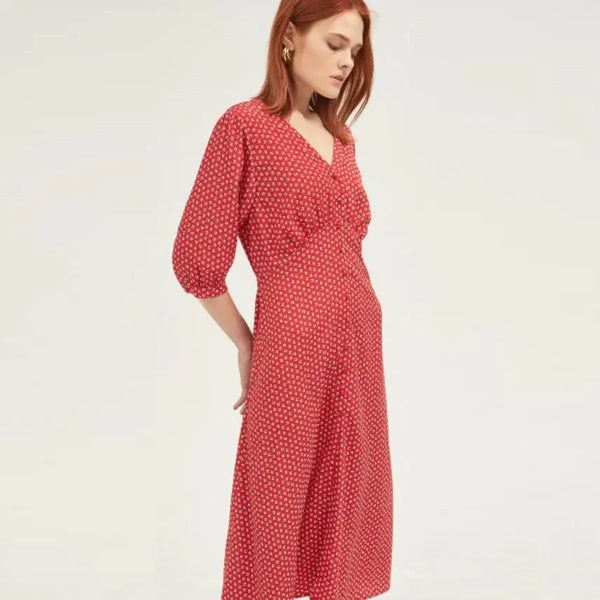 [BUNJANG] LOOKAST V-Neck Printed Dress Free Size / 룩캐스트(LOOKAST) V넥 프린팅 원피스 프리사이즈