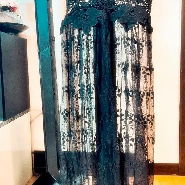 [BUNJANG] Black Lace Bustier Maxi Dress / (새상품)블랙 레이스 뷔스티에  맥시 원피스
