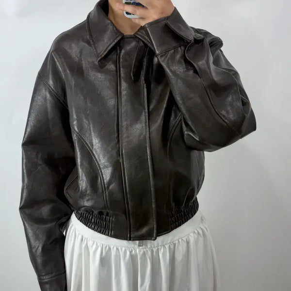 [BUNJANG] La Filer Store Leather Jumper / [S] 라퍼지스토어 가죽 점퍼