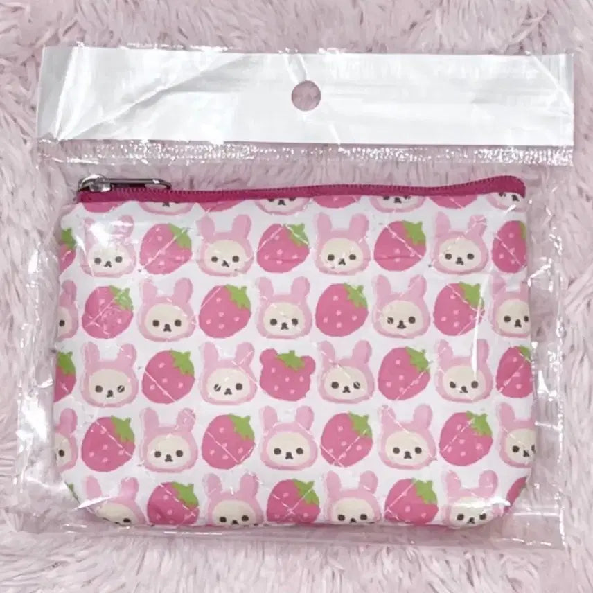 [BUNJANG] San-X Rilakkuma Spinns Strawberry Quilting Mini Pouch / 코리락쿠마 스핀스 딸기 퀼팅 미니 파우치