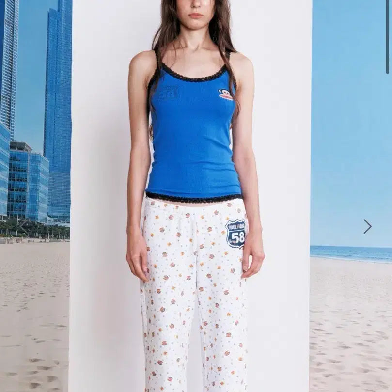 [BUNJANG] Sunburn Project x Pola Frank Collaboration Sleeveless Top - Blue, M / 썬번프로젝트 슬리브