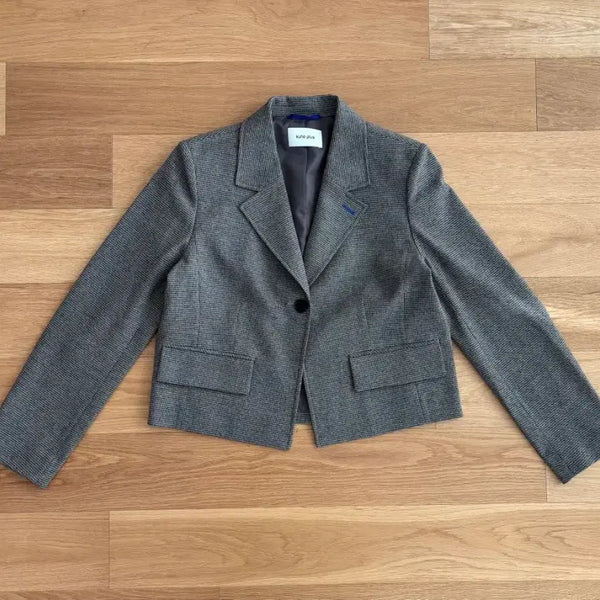 [BUNJANG] KUHO PLUS Herringbone Check Cropped Jacket - Size 1 / 구호플러스 블루자수 헤링본 체크 크롭 자켓 1사이즈