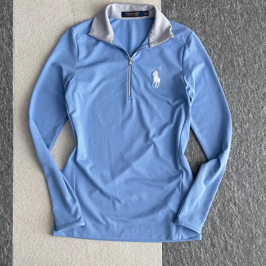 [BUNJANG] Polo Golf Sky/White Big Pony Poly Half Zip-Up (XS) / 폴로 골프 스카이/화이트 빅포니 폴리 하프 집업