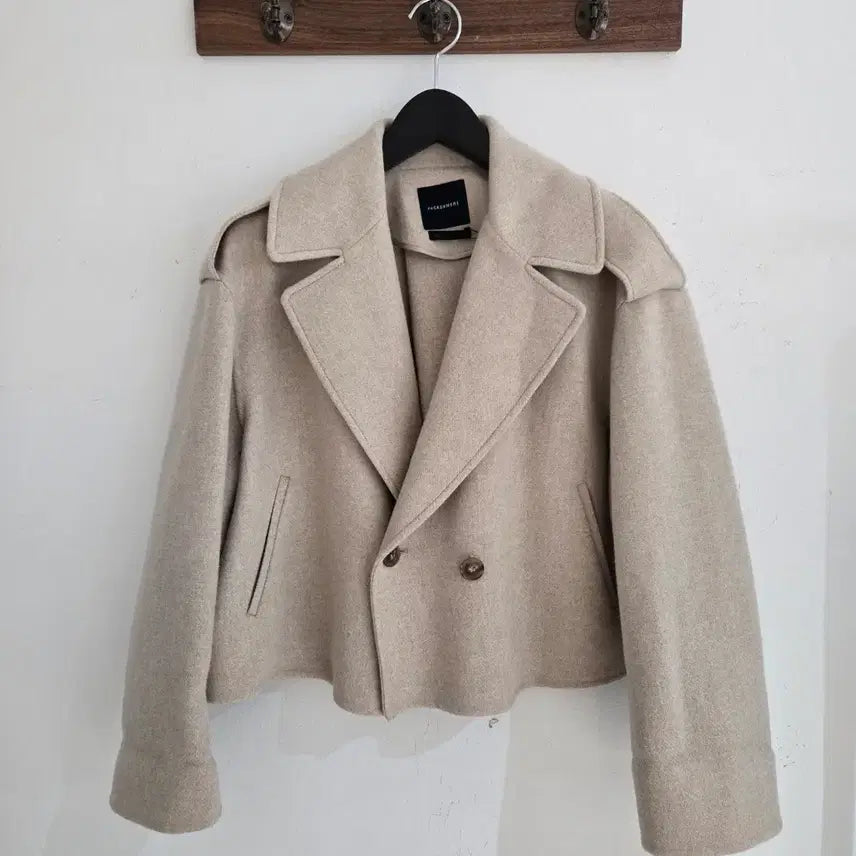 [BUNJANG] The Cashmere 2022 Wool Cashmere Blend Cropped Coat Beige / 더캐시미어 2022 크롭 코트