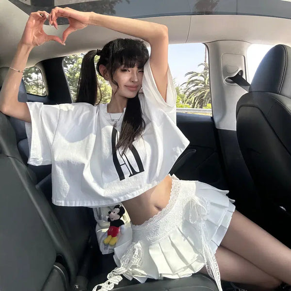 [BUNJANG] WARDEN EDGE LA Print Loose Crop Short Sleeve T-Shirt / WARDEN EDGE 워든엣지 LA 프린트 루즈 크롭 반팔티