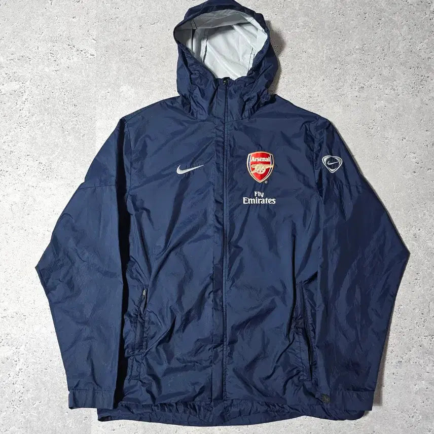 [BUNJANG] Nike Arsenal 09-10 Navy Windbreaker Hoodie Jacket / 나이키 아스날 09-10 네이비 바람막이 후드 자켓