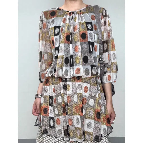 [BUNJANG] WOORI Brown Polka Dot Short-Sleeve Blouse Dress / 일본빈티지 브라운 도트 반팔 블라우스 원피스