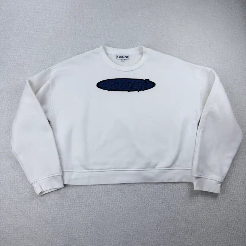 [BUNJANG] GANNI Artwork Logo Cropped Sweatshirt / 가니 아트워크 로고 크롭 맨투맨