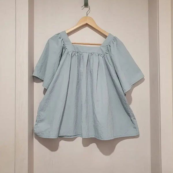 [BUNJANG] FOCUS Square Neck Puff Sleeve Blouse / FOCUS. 스퀘어넥 디자인에 퍼프
