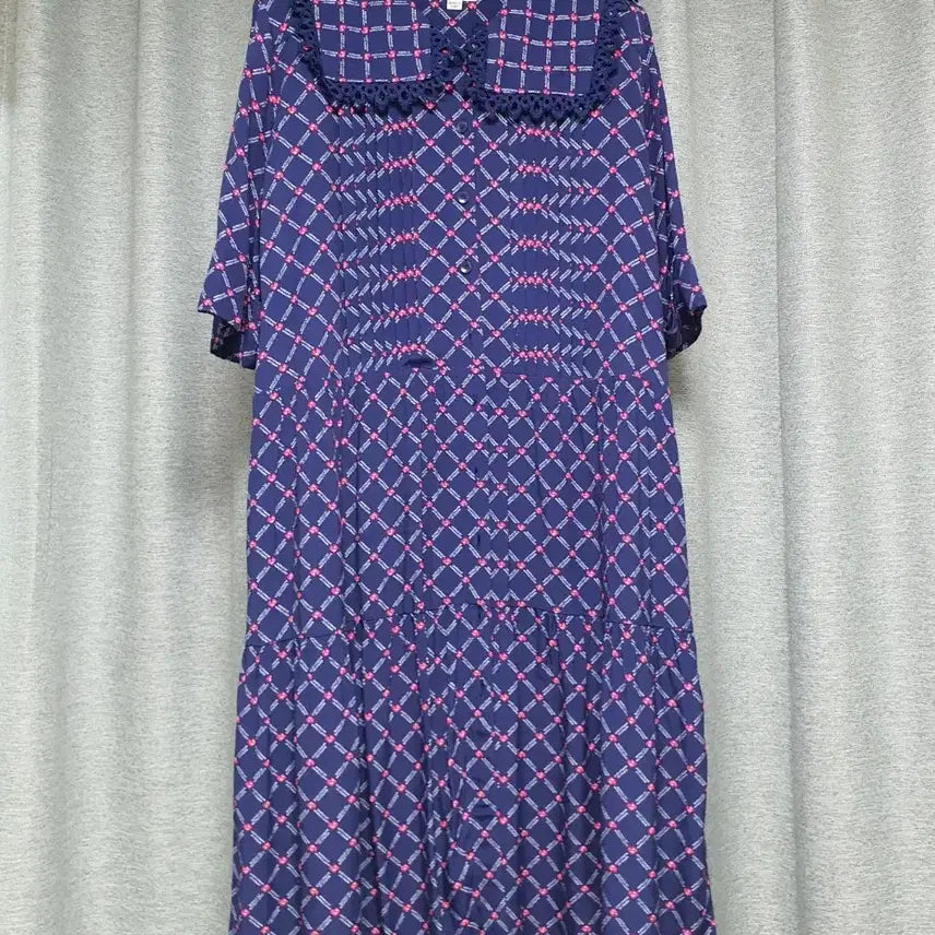 [BUNJANG] Markus Lupfer Navy Sailor Collar Check Pattern Long Dress (M-L) / markus lupfer 마커스루퍼 세일러카라  로브겸용 원피스 m~L