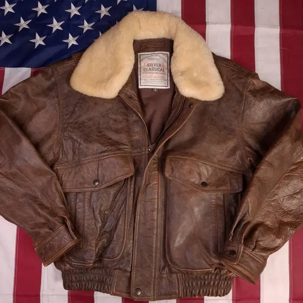 [BUNJANG] 90s Japanese Real Leather Military Aviator Jacket / 90's JPN 리얼레더 밀리터리 항공자켓