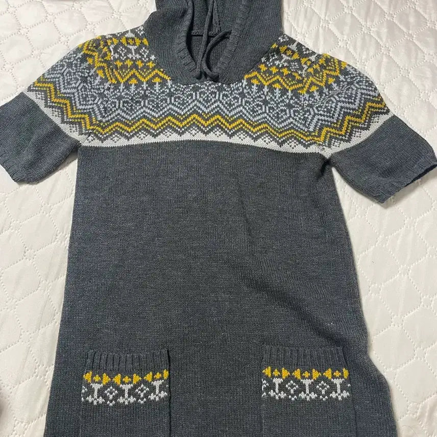 [BUNJANG] Ethnic Pattern Short Sleeve Hoodie Dress / 모리걸 에스닉 반팔 후드 원피스