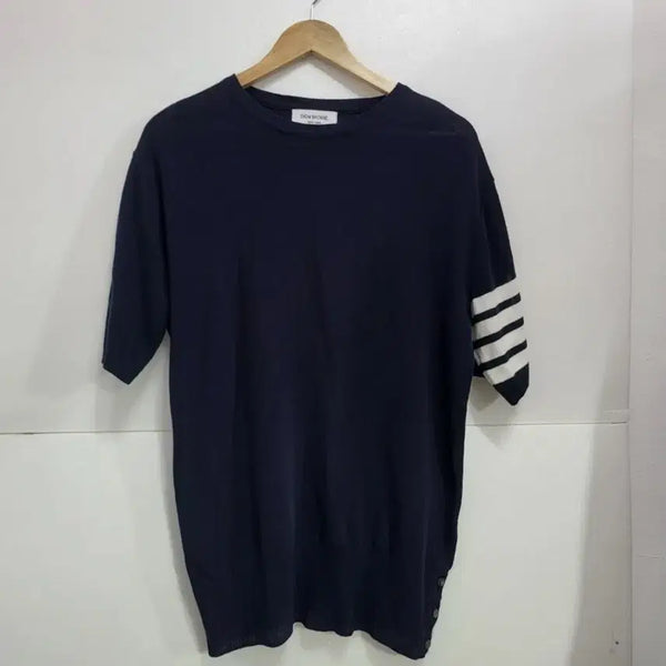 [BUNJANG] Thom Browne Signature Stripe Short Sleeve Knit Navy / 톰브라운 4선 반팔 니트 네이비