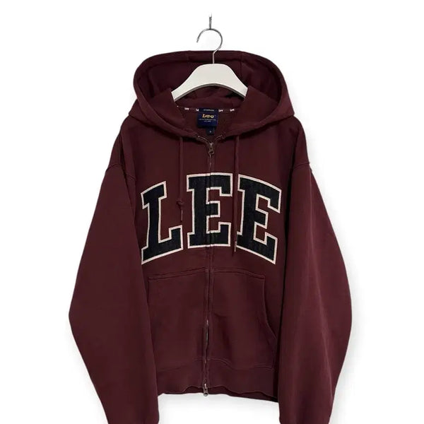 [BUNJANG] Lee Big Logo Burgundy Hoodie Zip-up / Lee 빅로고 버건디 후드집업