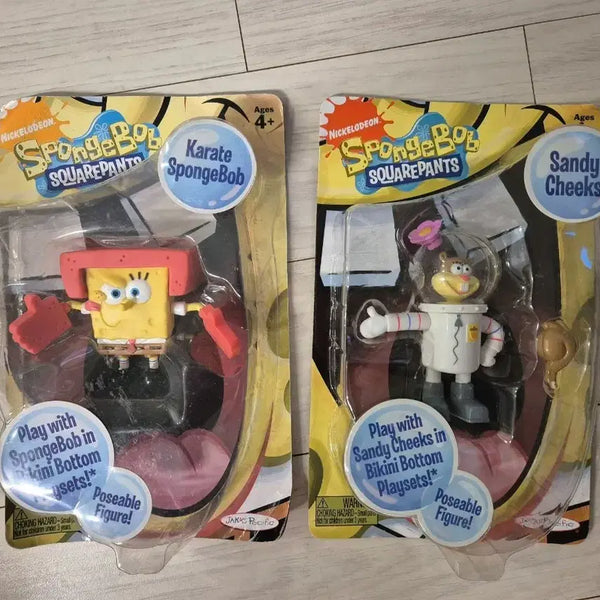 [BUNJANG] 2009 Nickelodeon Jakks Pacific SpongeBob & Sandy Cheeks Karate & Space Suit Figures Set / 2009년 고전 니켈로디언 잭파시픽 가라테 스폰지밥, 샌디칙스 피규어