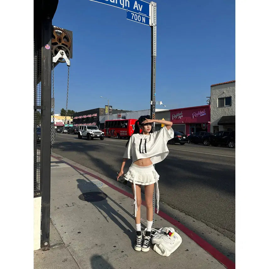 [BUNJANG] WARDEN EDGE Lace Ribbon Pleated Mini Skirt / WARDEN EDGE 워든엣지 레이스 리본 발레코어 플리츠 미니 스커트