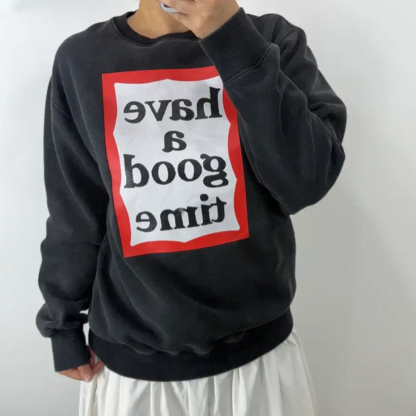 [BUNJANG] Have A Good Time Black Sweatshirt / [L] 해브어굿타임 블랙 맨투맨
