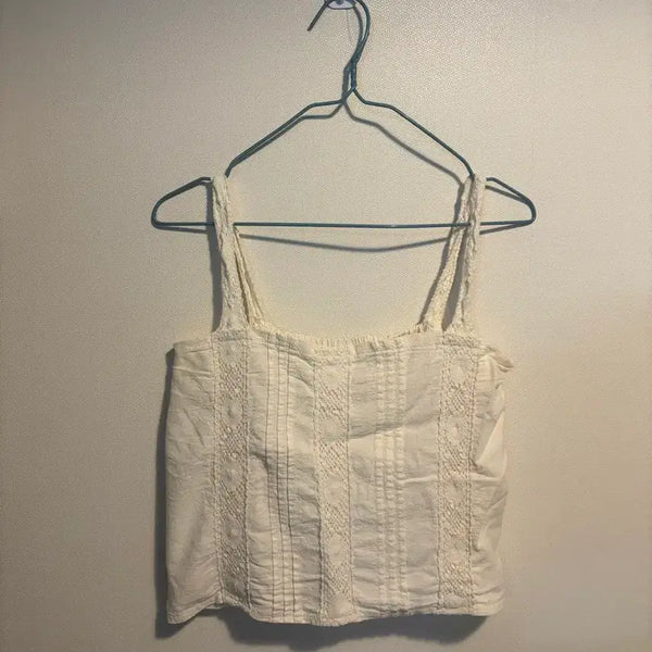[BUNJANG] Ivory Lace Strap Camisole Blouse / 아이보리 레이스 끈 블라우스 나시