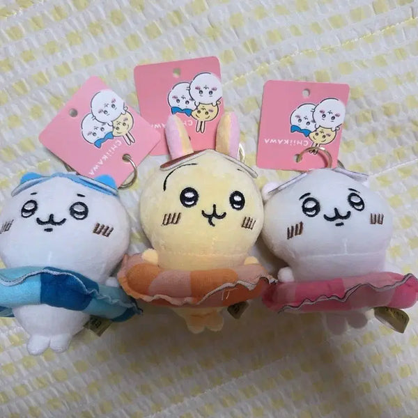 [BUNJANG] Chiikawa Usagi Hachiware Momo Usagi 3-Piece Plush Keychain Set / [새상품]튜브 먼작귀 치이카와 우사기 하치와레 인형 키링 3종